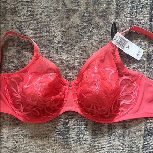 Paramour Felina Vibrant Coral Lace Bra. Size 36 H. New with tags